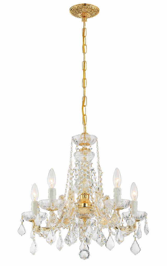 Maria Theresa 5 Light Hand Cut Crystal Polished Chrome Chandelier 4476-CH-CL-MWP