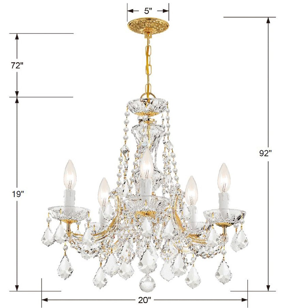 Maria Theresa 5 Light Hand Cut Crystal Polished Chrome Chandelier 4476-CH-CL-MWP