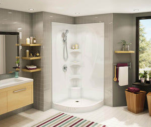 MAAX 102495-000-001-000 Equinox I 37 x 37 Acrylic Corner Center Drain One-Piece Shower in White
