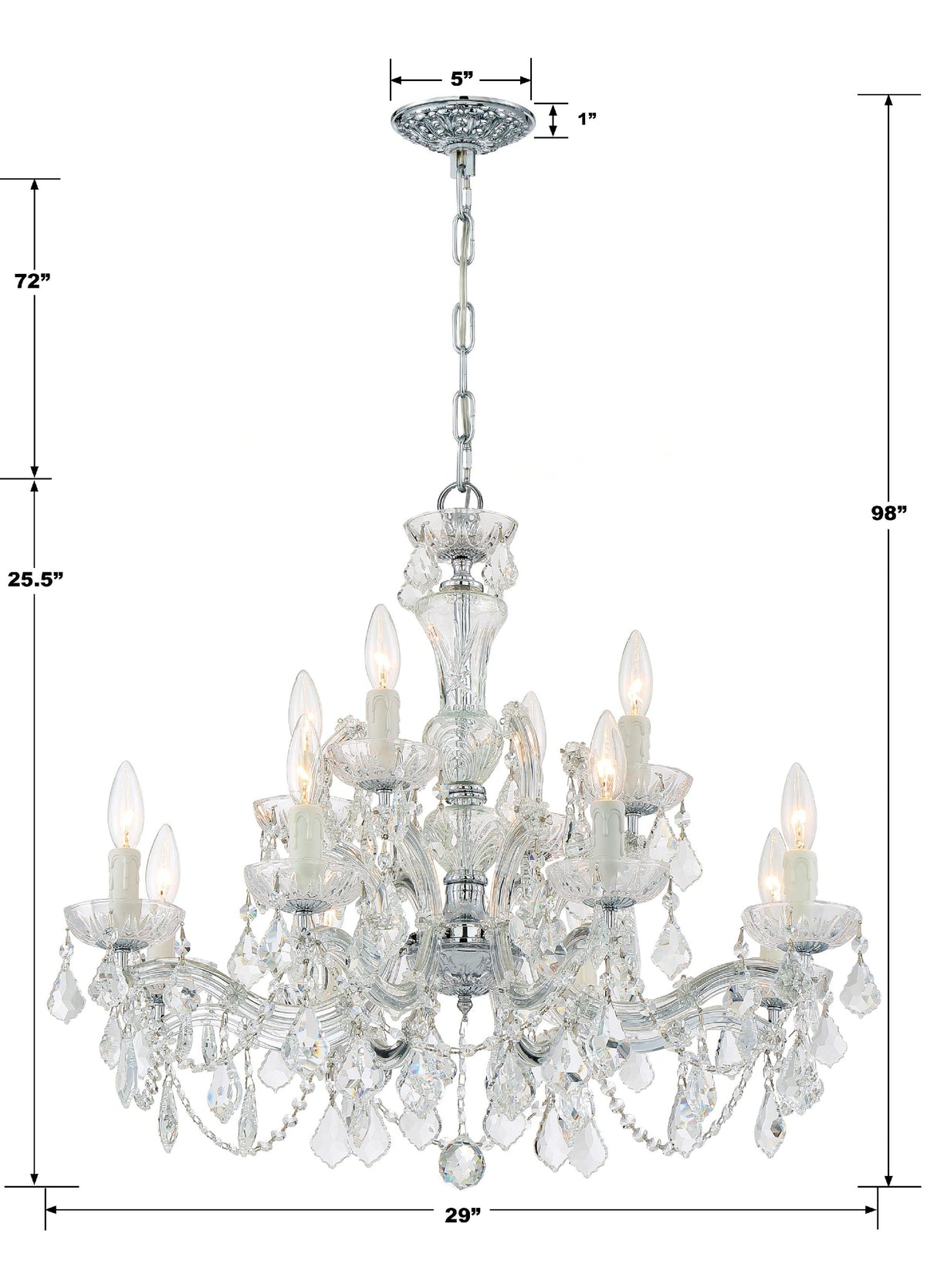 Maria Theresa 12 Light Clear Italian Crystal Polished Chrome Chandelier 4479-CH-CL-I