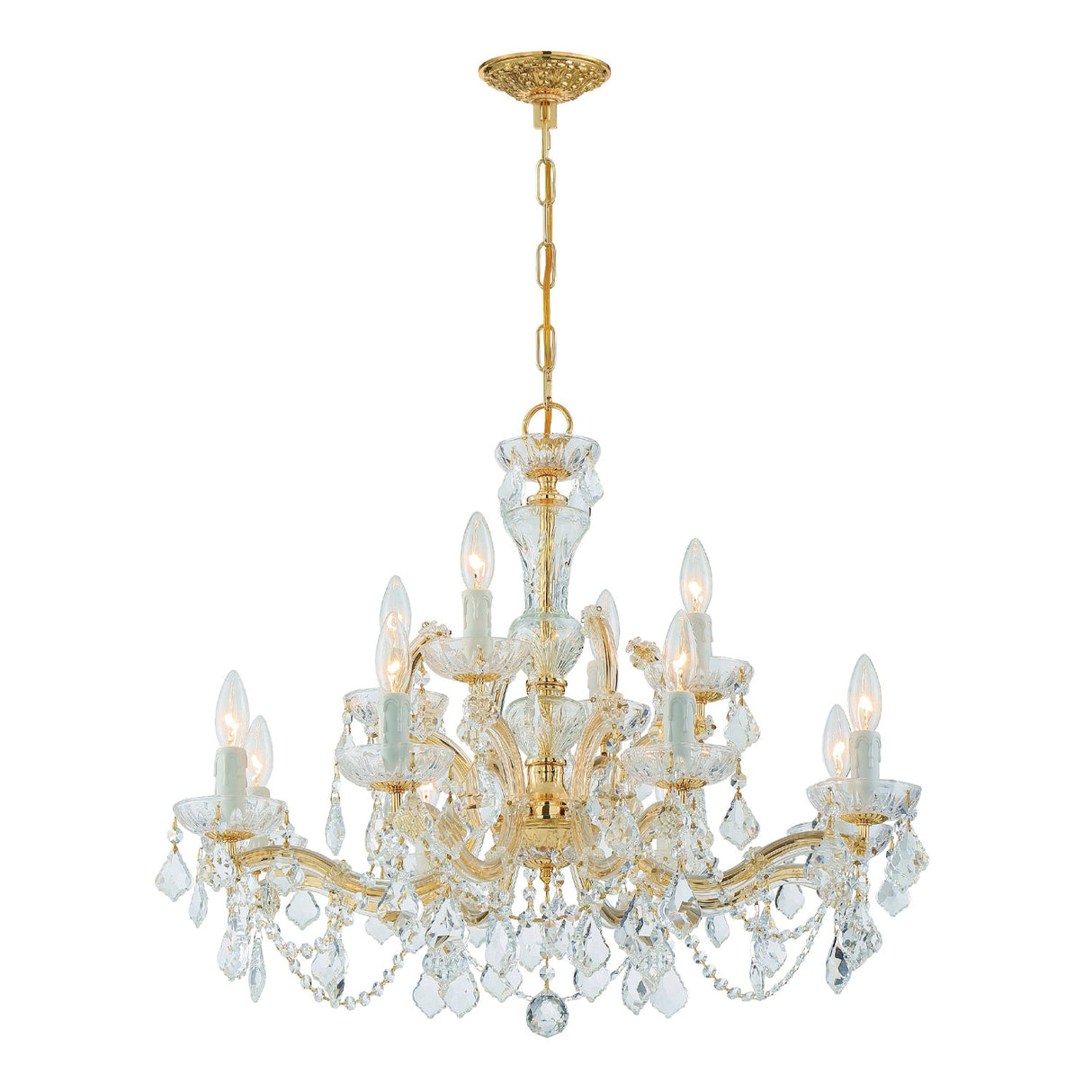 Maria Theresa 12 Light Clear Italian Crystal Gold Chandelier 4479-GD-CL-I