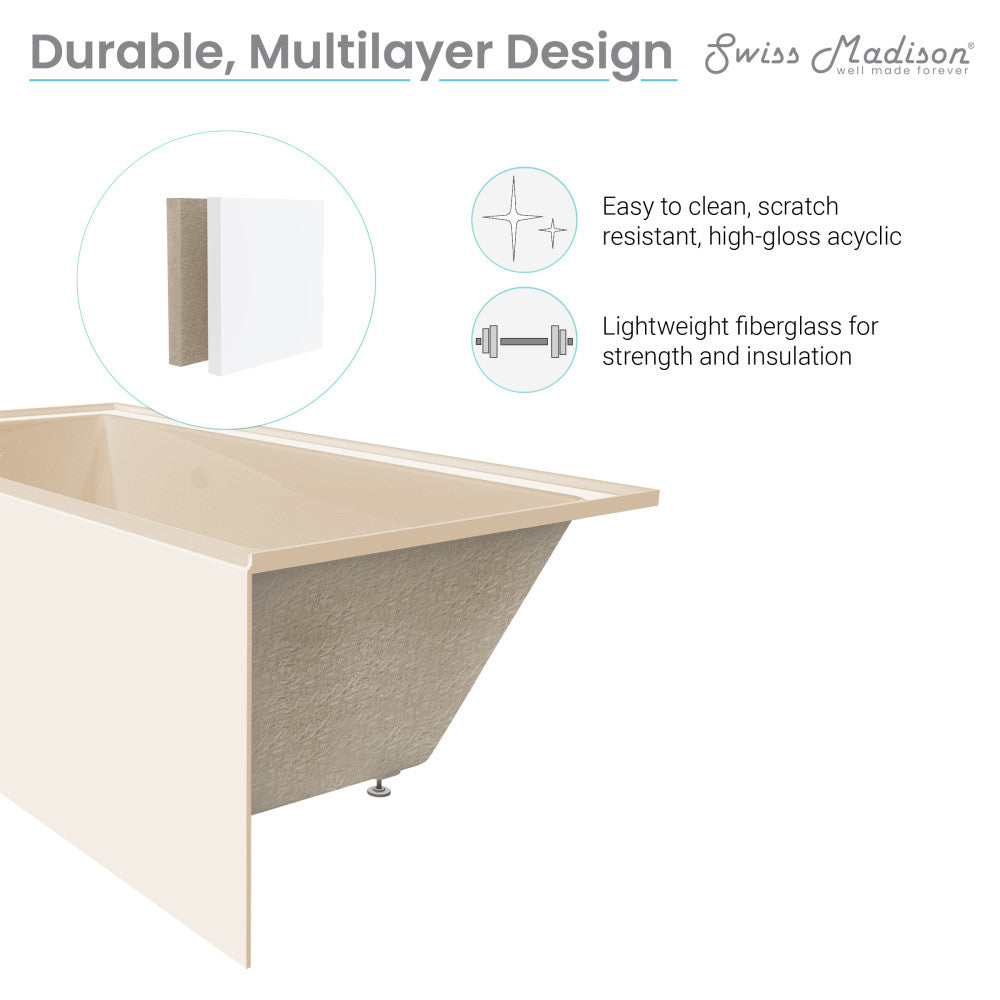 Voltaire 48" X 32" Left-Hand Drain Alcove Bathtub with Apron in Bisque