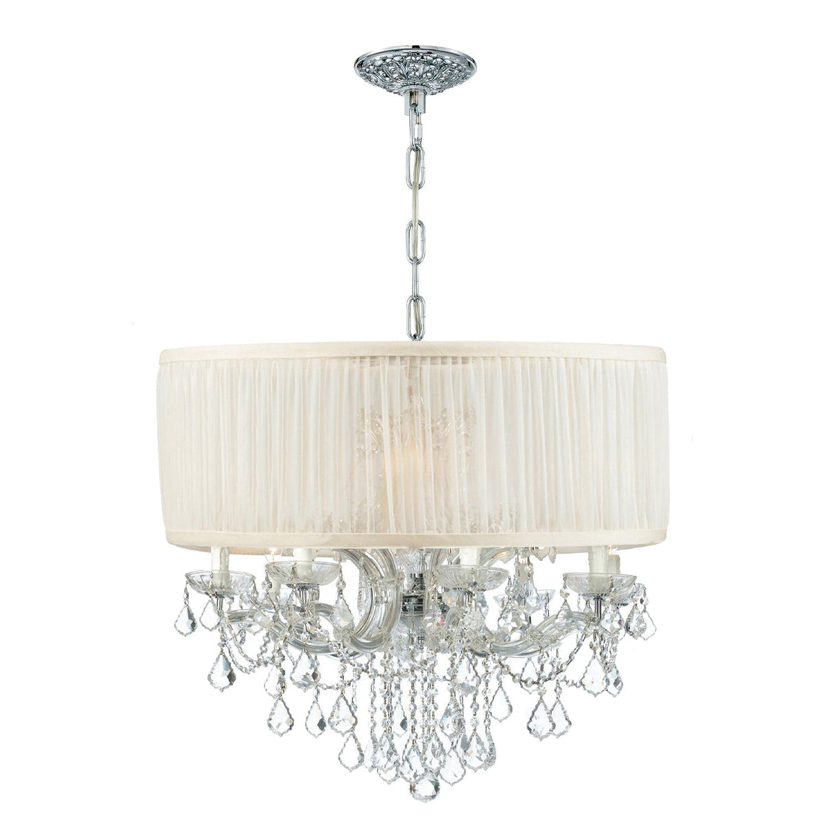 Brentwood 12 Light Swarovski Strass Crystal Drum Shade Polished Chrome Chandelier 4489-CH-SAW-CL-S