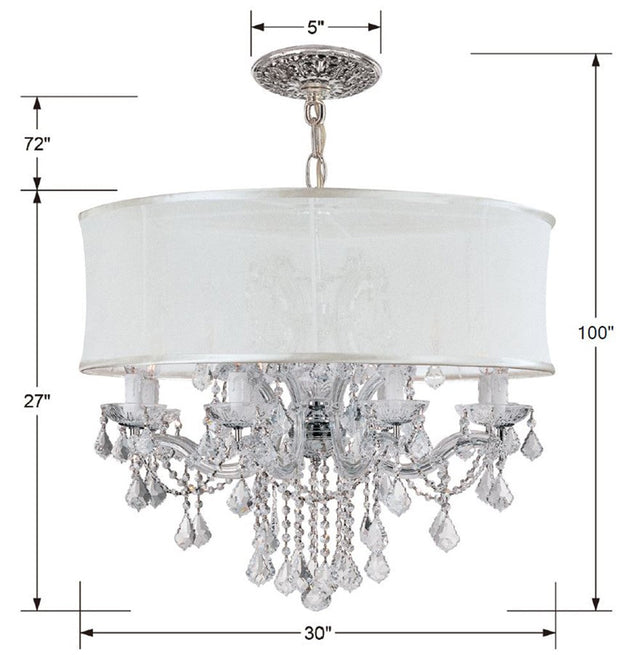 Brentwood 12 Light Swarovski Strass Crystal Smooth Shade Polished Chrome Chandelier 4489-CH-SMW-CL-S