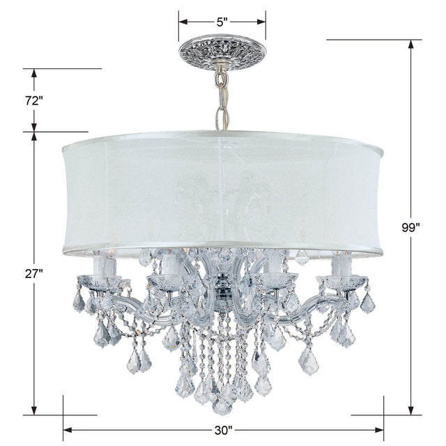 Brentwood 12 Light Swarovski Strass Crystal Smooth Shade Polished Chrome Chandelier 4489-CH-SMW-CL-S