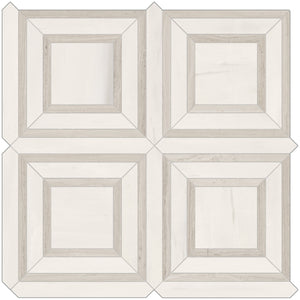 Anatolia Tile Mayfair Suave Bianco Piazza Polished Porcelain Mosaics. 1 Sheet = .96 Sq. Ft. 4501-0156-1 Suave Bianco Piazza - premium natural stone mosaic tile from Anatolia Tile, available at PoshHaus showroom in Keene, NH