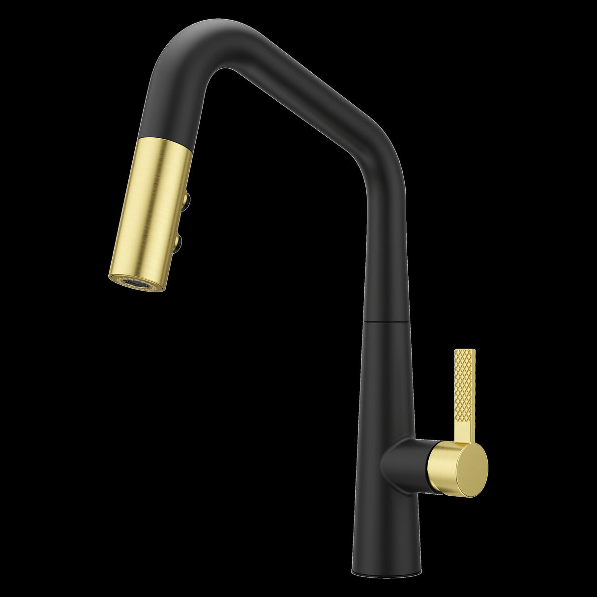 Asari 1-Handle Pull-Down Kitchen Faucet in Matte Black and Brushed Gold