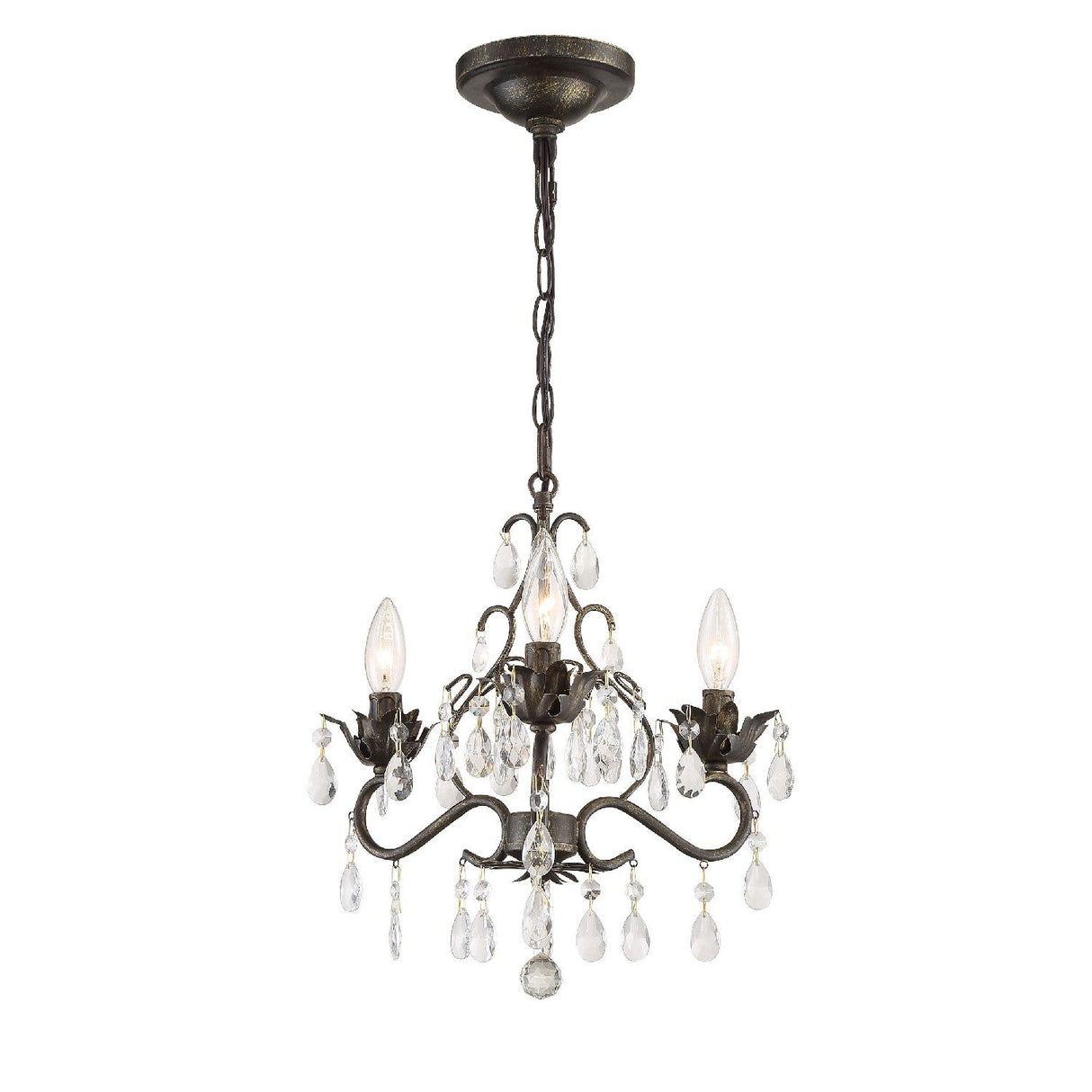 Paris Market 3 Light Hand Cut Crystal English Bronze Mini Chandelier 4534-EB-CL-MWP