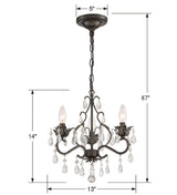 Paris Market 3 Light Swarovski Strass Crystal English Bronze Mini Chandelier 4534-EB-CL-S