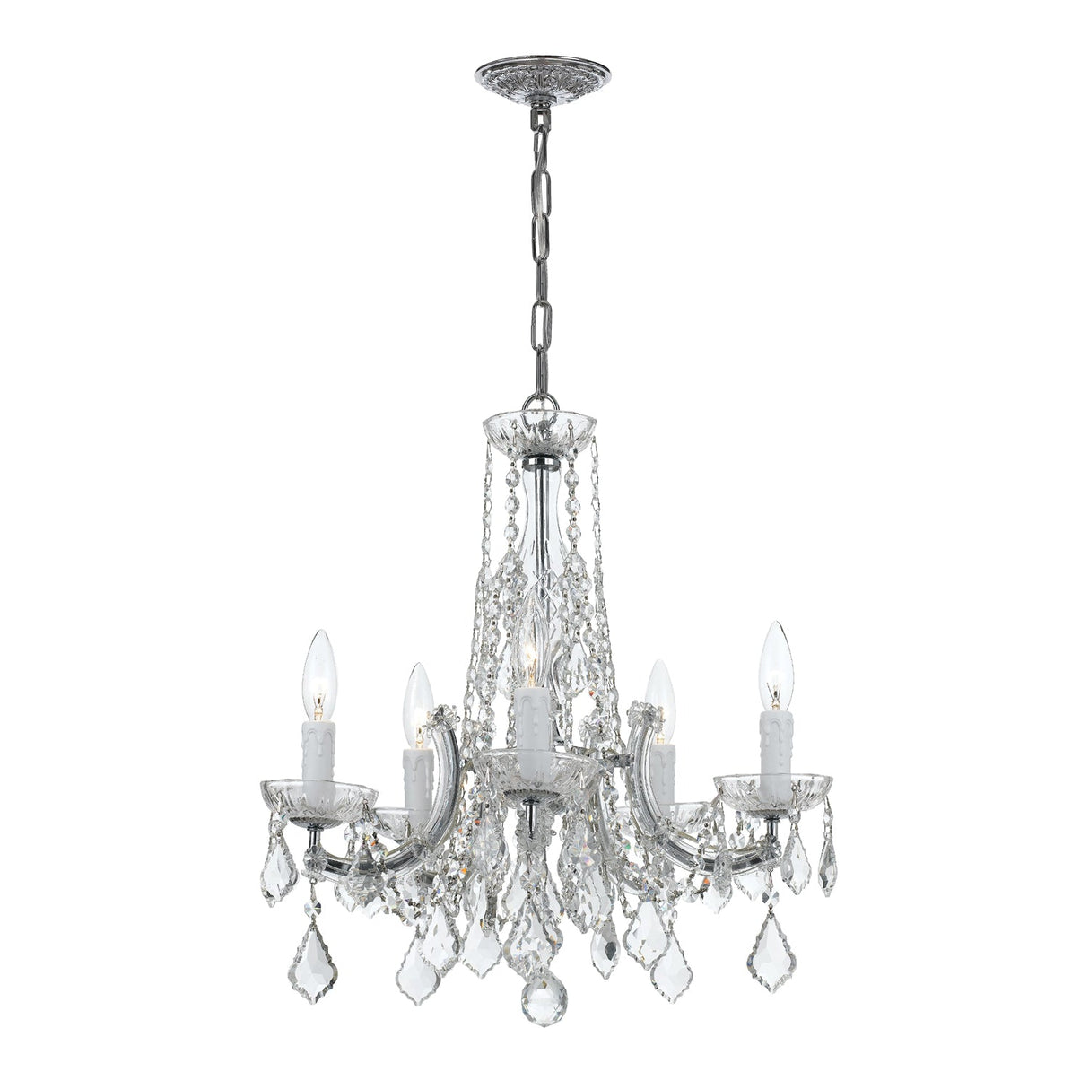 Maria Theresa 5 Light Hand Cut Crystal Polished Chrome Chandelier 4576-CH-CL-MWP