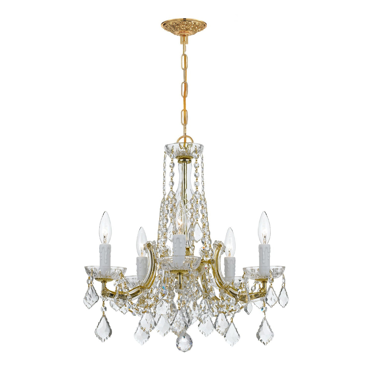 Maria Theresa 5 Light Hand Cut Crystal Polished Chrome Chandelier 4576-CH-CL-MWP