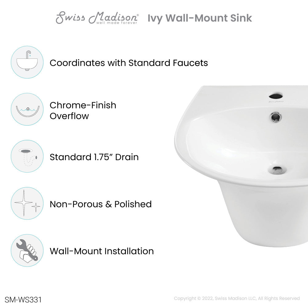 Ivy 19" Wall-Mount Bathroom Sink