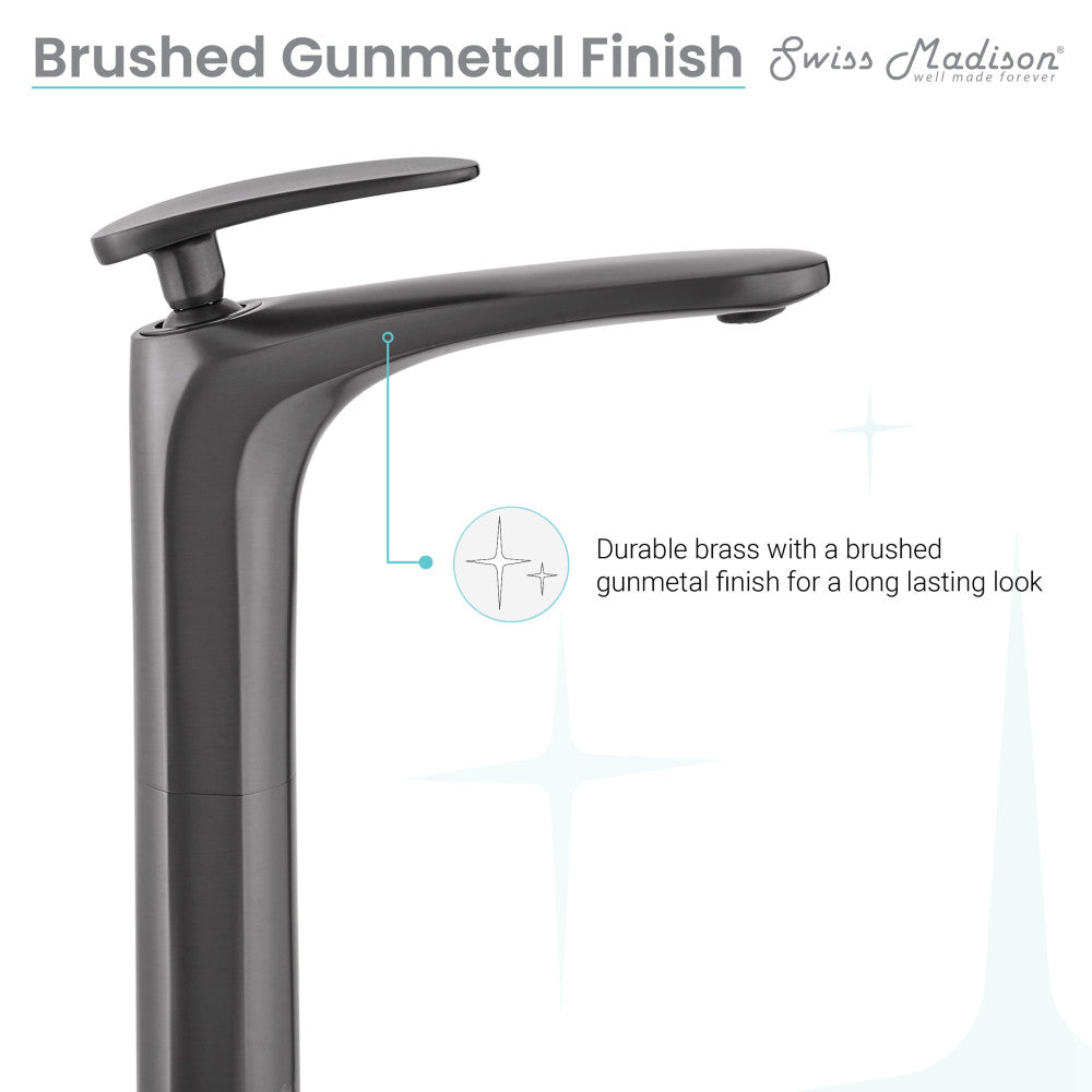 Sublime Single Hole, Single-Handle, High Arc Bathroom Faucet in Gunmetal Grey