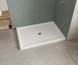 MAAX 410036-543-001-000 B3Round 6042 Acrylic Corner Right Shower Base in White with Anti-slip Bottom with Center Drain