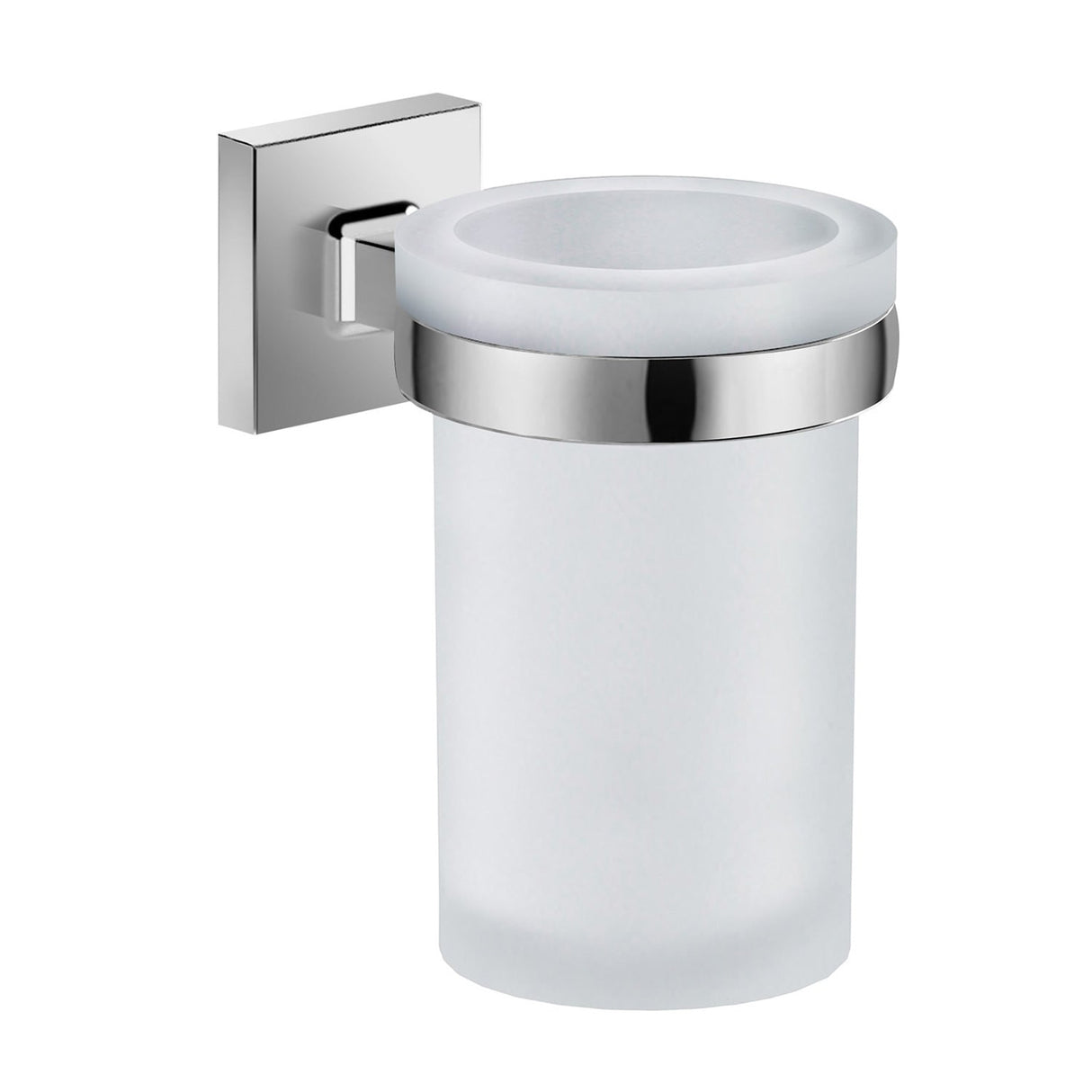 DAX Milan Brass and Glass Bathroom Single Tumbler Toothbrush Cup Holder, Chrome DAX-GDC160152-CR