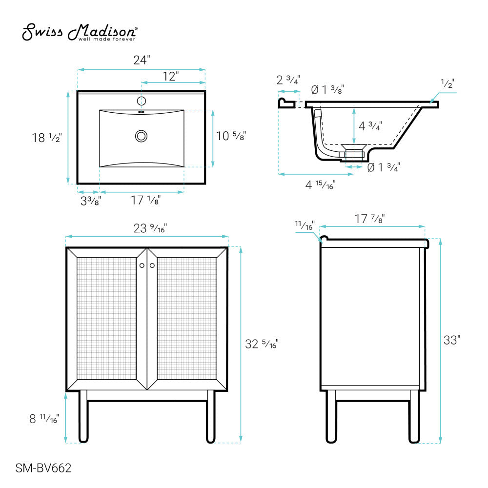 Classe 24" Bathroom Vanity in Oak