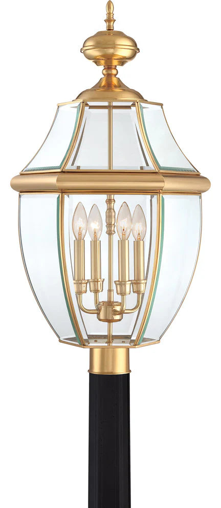 Quoizel NY9045B Four Light Outdoor Post Mount Newbury Polished Brass