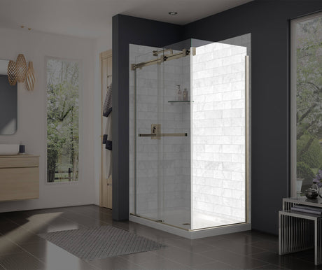 MAAX 137312-900-305-000 Duel and Inverto Return Panel for 34 in. Base with Clear glass in Brushed Nickel