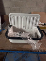 Alape Bucket Sink Wall Mounted Small Service Sink Glazed Steel Utility Sink, With Overflow, Dark Black Trim (Open Box)