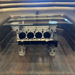 Revved‑Up Chevy V8 Engine Block Coffee Table – Silver Edition - Consignment
