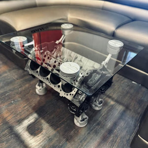 Revved‑Up Chevy V8 Engine Block Coffee Table – Silver Edition - Consignment
