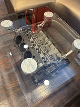 Chevy V8 Engine Block Silver Coffee Table