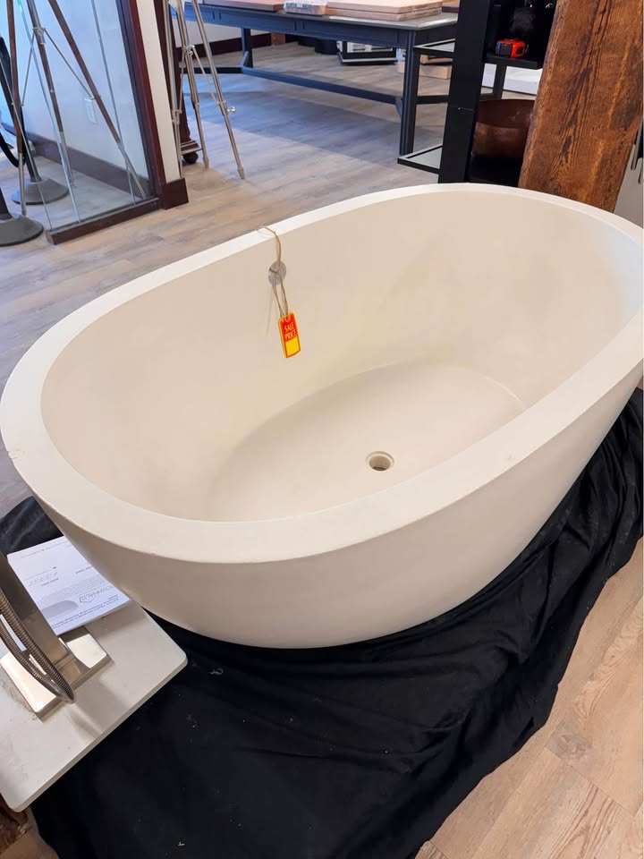 Native Trails NST6236-P Avalon Native Stone Freestanding Bathtub, 62", Pearl (Floor Model For Sale)