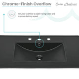 36 inch Ceramic Vanity Sink Top in Matte Black with 3 Holes