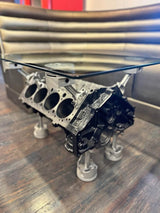 Chevy V8 Engine Block Silver Coffee Table