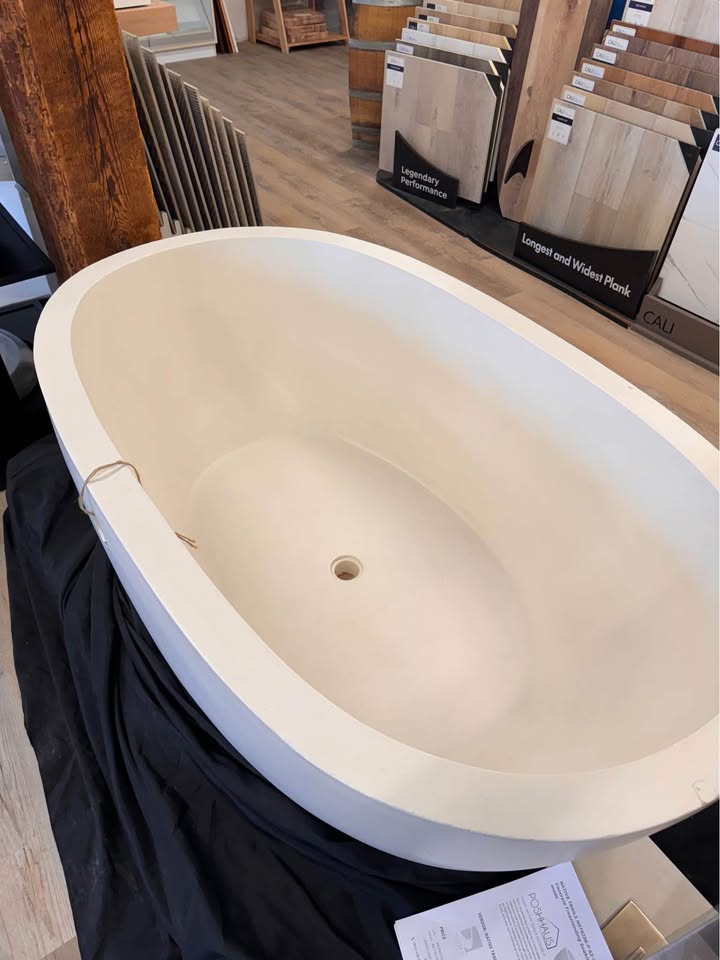 Native Trails NST6236-P Avalon Native Stone Freestanding Bathtub, 62", Pearl (Floor Model For Sale)