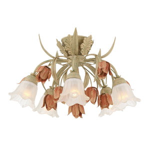 Southport 5 Light Sage Rose Floral Semi Flush Mount 4800-SR