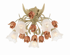 Southport 5 Light Sage Rose Floral Semi Flush Mount 4800-SR
