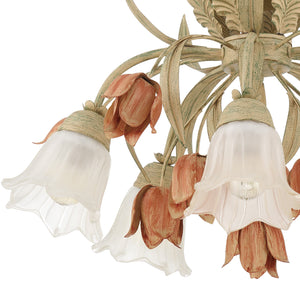 Southport 5 Light Sage Rose Floral Semi Flush Mount 4800-SR
