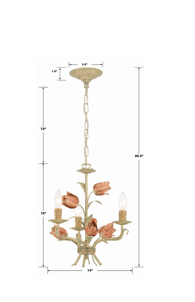 Southport 3 Light Sage Rose Mini Chandelier 4803-SR