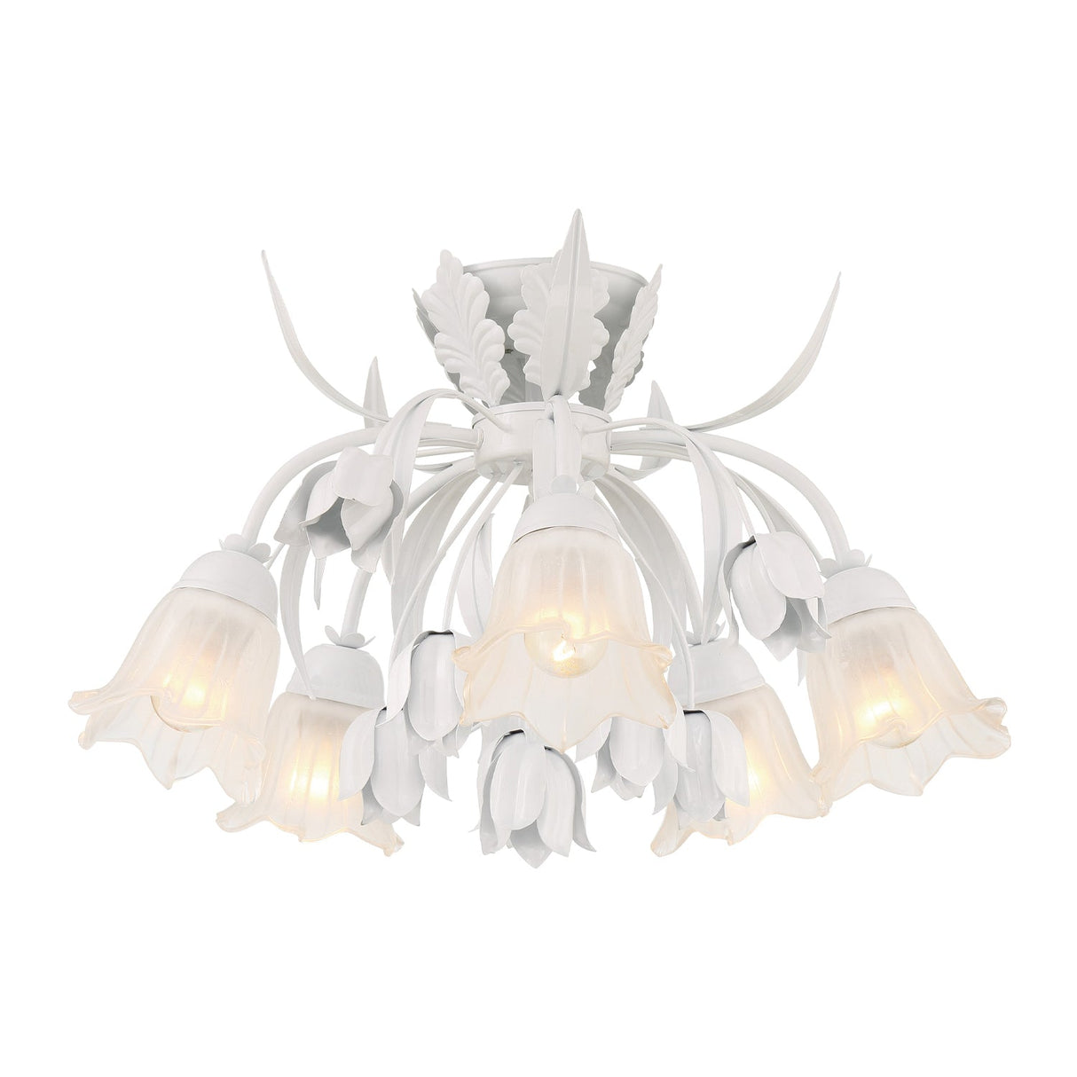 Southport 5 Light Wet White Floral Semi Flush Mount 4810-WW