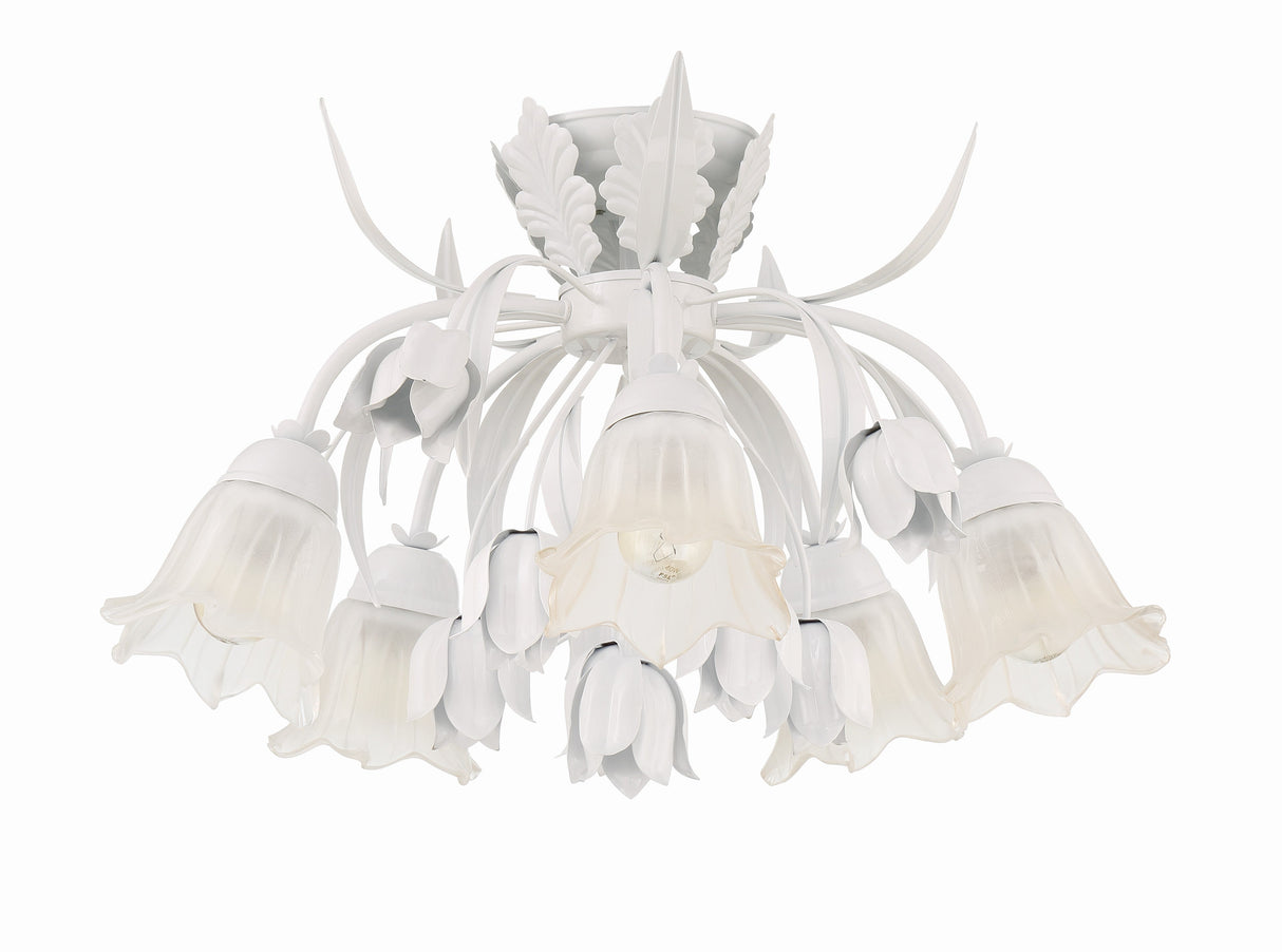 Southport 5 Light Wet White Floral Semi Flush Mount 4810-WW