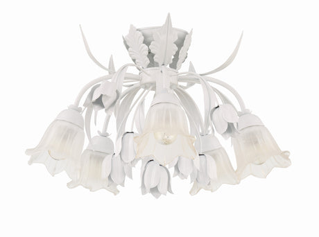 Southport 5 Light Wet White Floral Semi Flush Mount 4810-WW