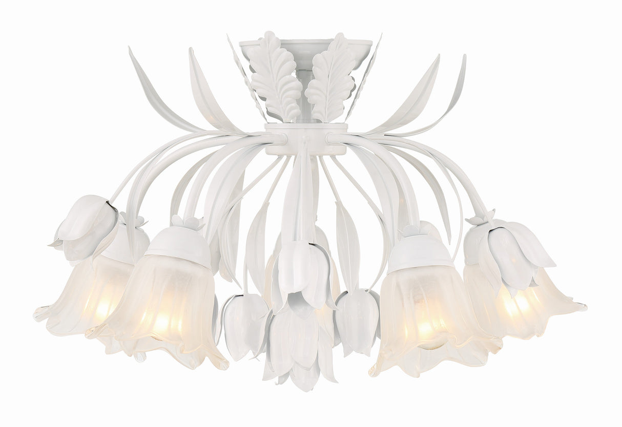 Southport 5 Light Wet White Floral Semi Flush Mount 4810-WW