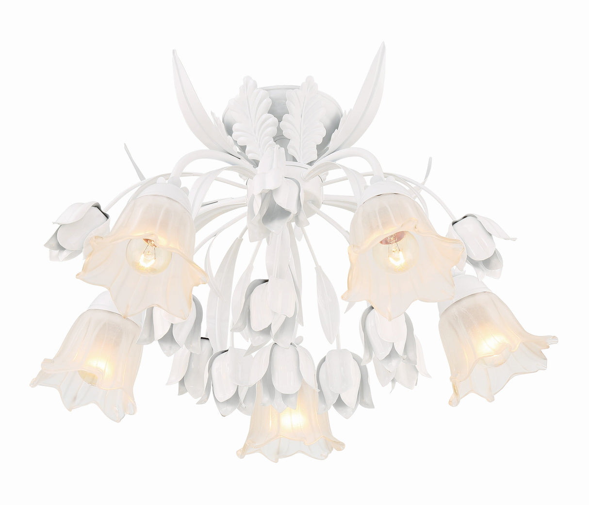 Southport 5 Light Wet White Floral Semi Flush Mount 4810-WW
