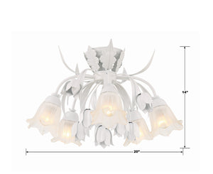 Southport 5 Light Wet White Floral Semi Flush Mount 4810-WW