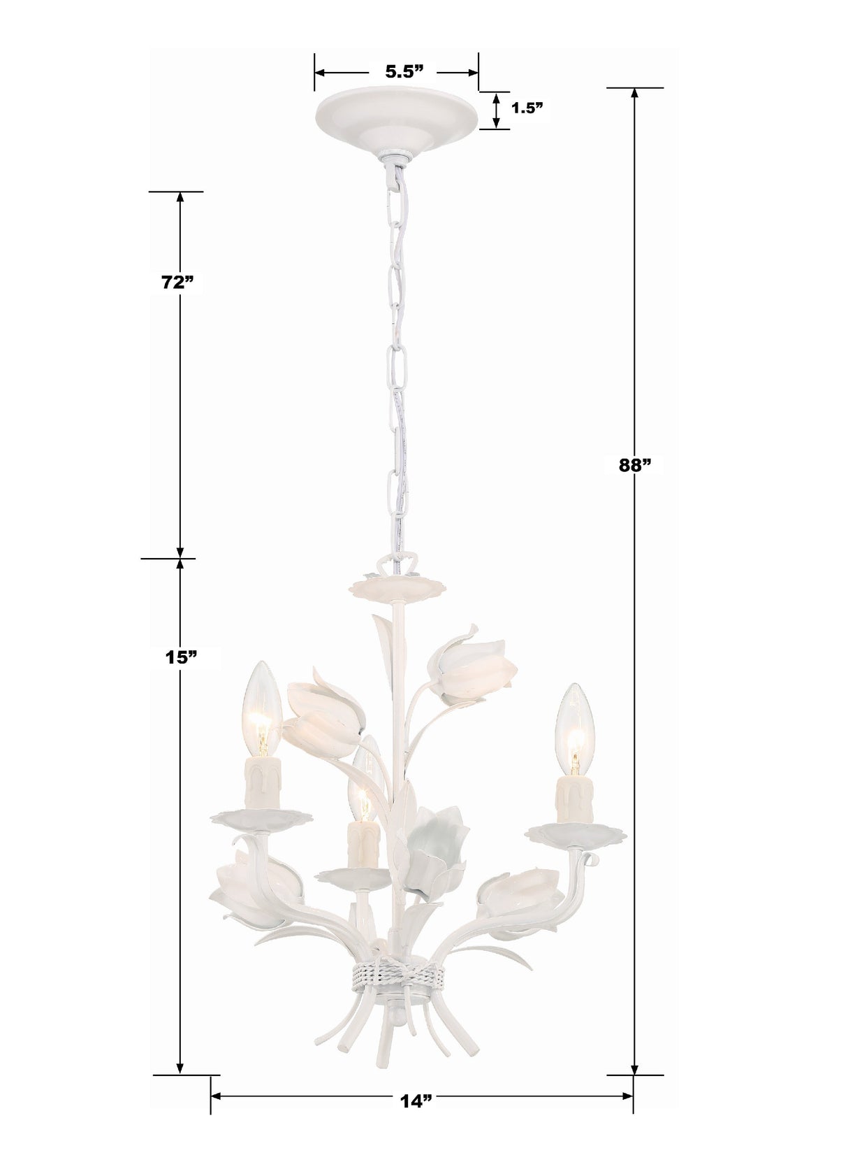 Southport 3 Light Wet White Mini Chandelier 4813-WW