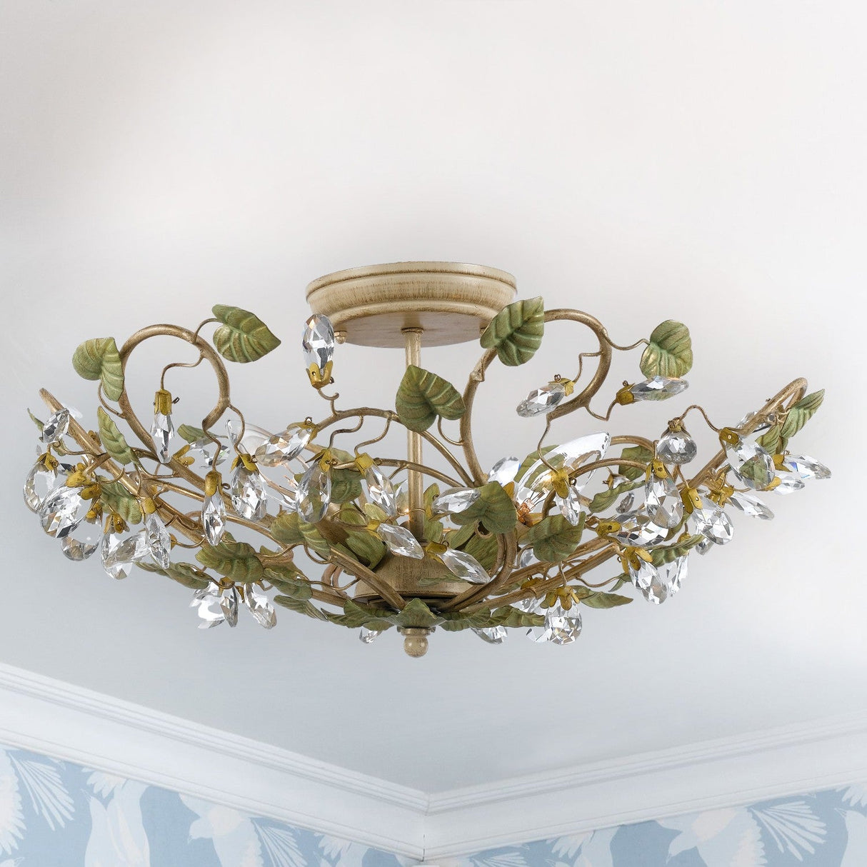 Josie 5 Light Champagne Green Tea Semi Flush Mount 4840-CT