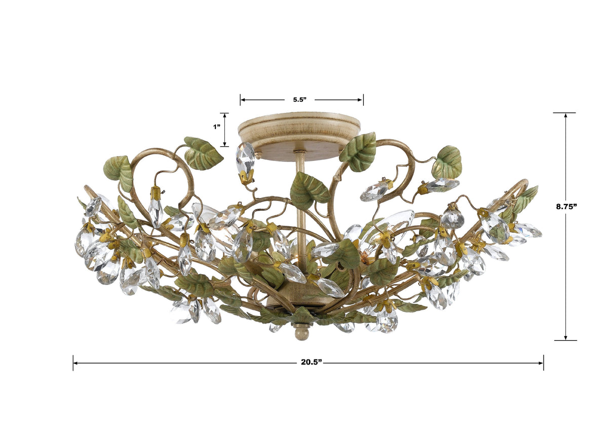 Josie 5 Light Champagne Green Tea Semi Flush Mount 4840-CT