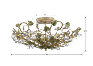 Josie 5 Light Champagne Green Tea Semi Flush Mount 4840-CT