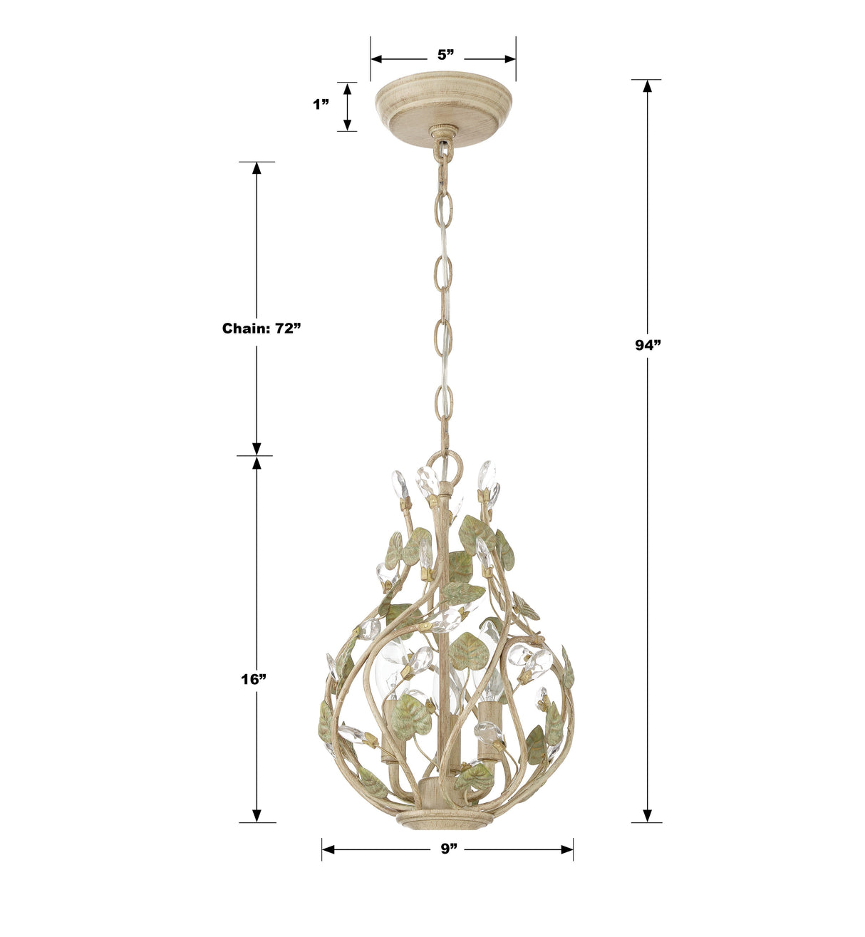 Josie 3 Light Champagne Green Tea Mini Chandelier 4845-CT