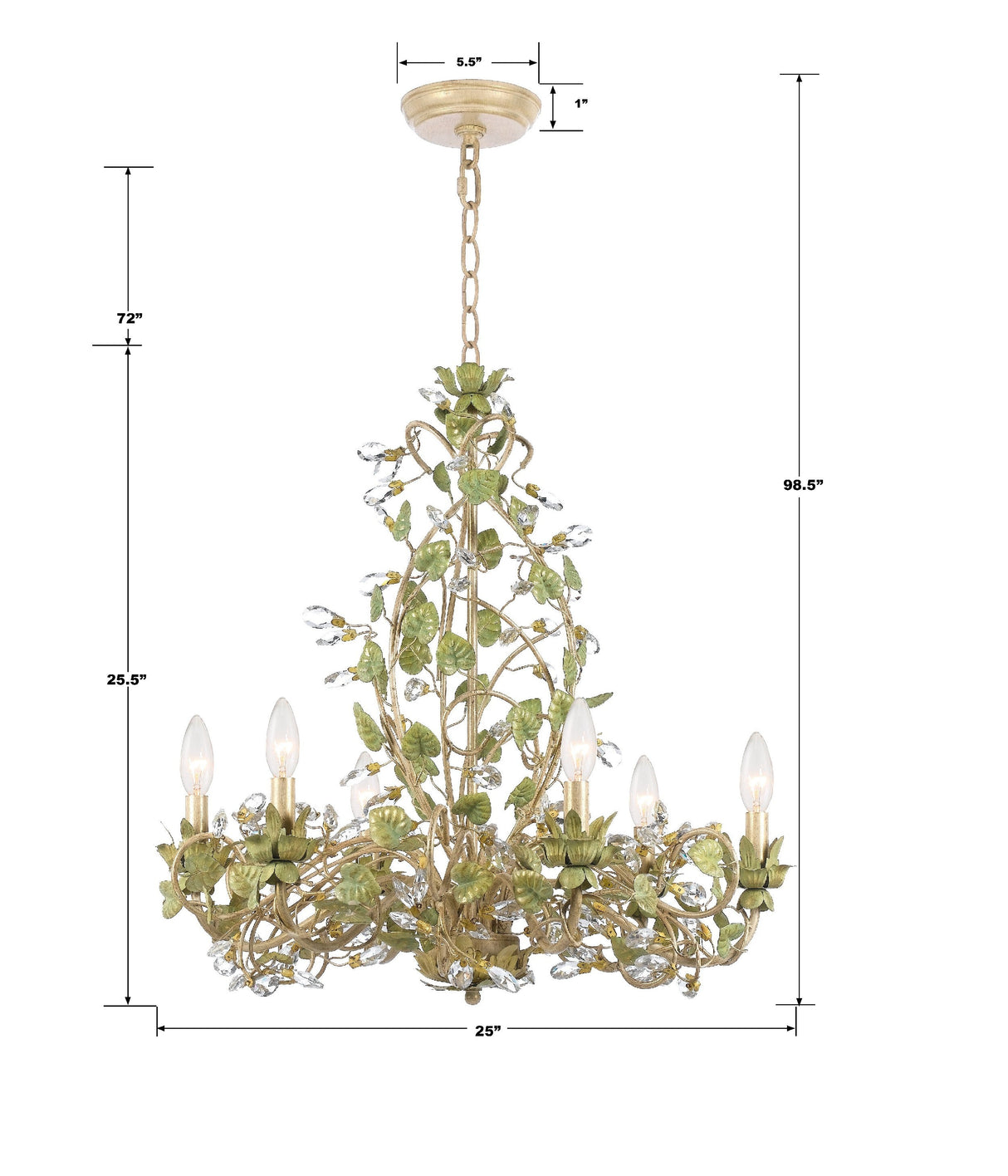 Josie 6 Light Champagne Green Tea Chandelier 4846-CT