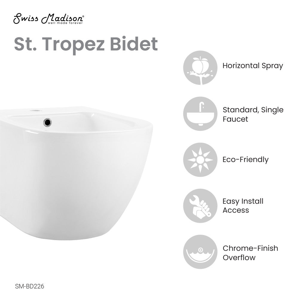 St. Tropez Wall Hung Bidet in Glossy White