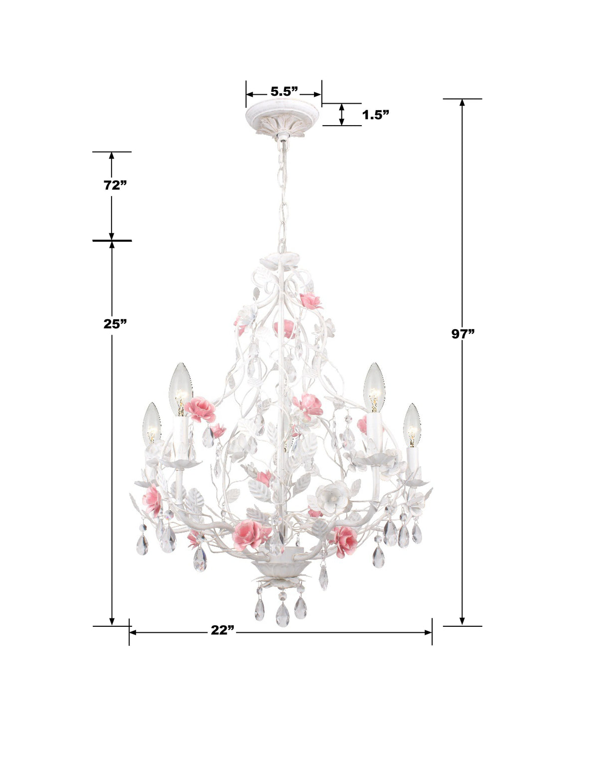 Lola 5 Light Wet White Chandelier 4856-WW