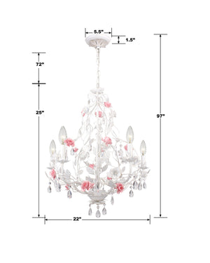 Lola 5 Light Wet White Chandelier 4856-WW