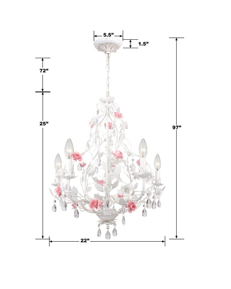 Lola 5 Light Wet White Chandelier 4856-WW